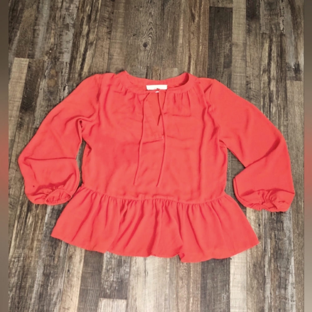 Loft Coral Peplum Blouse